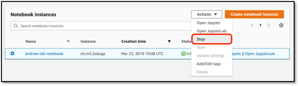 Terminate instance