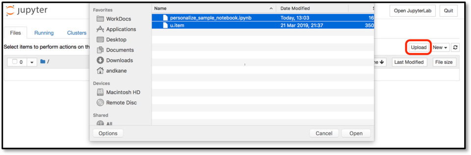 Upload files